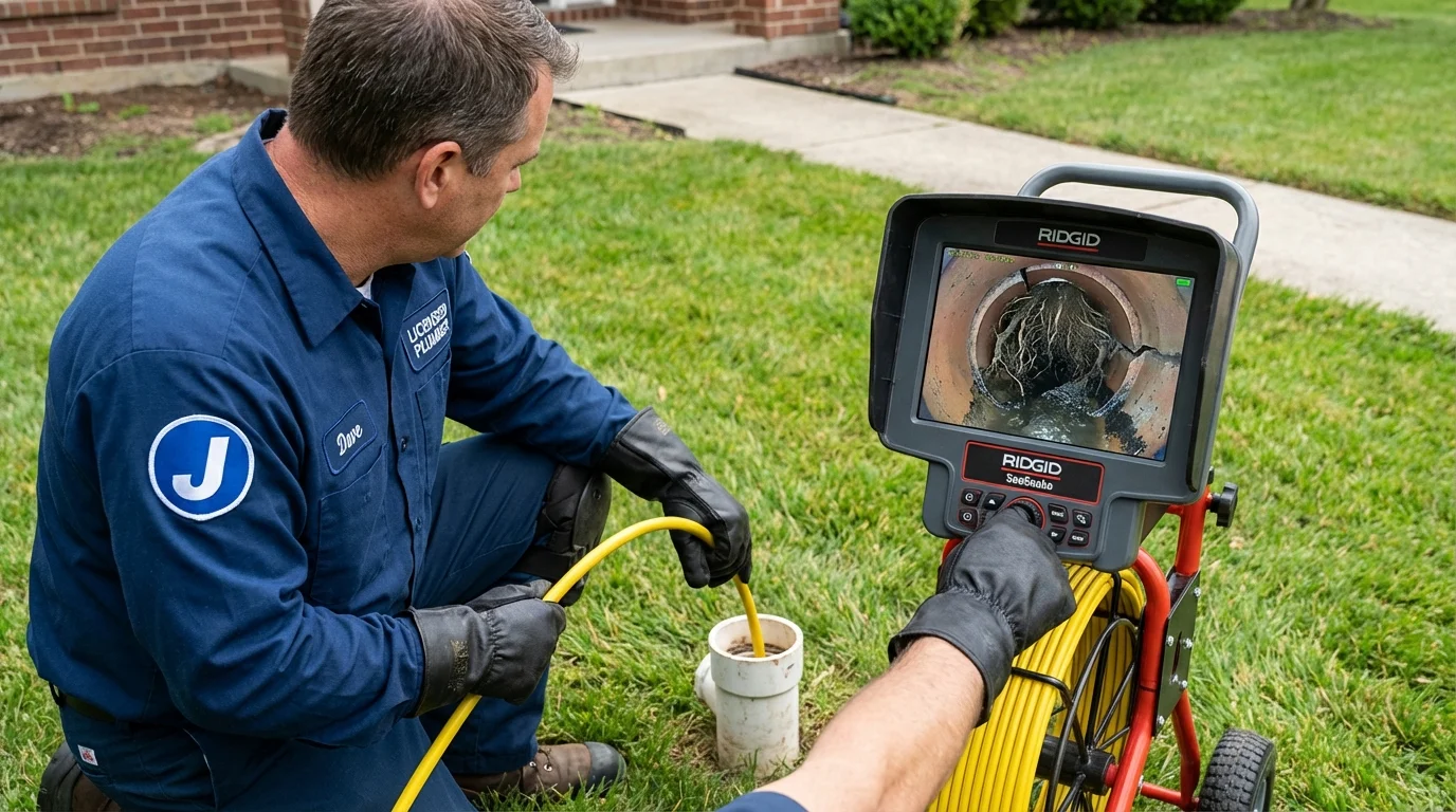 Sewer camera inspection being performed by Johns Plumbing LLC in Malone