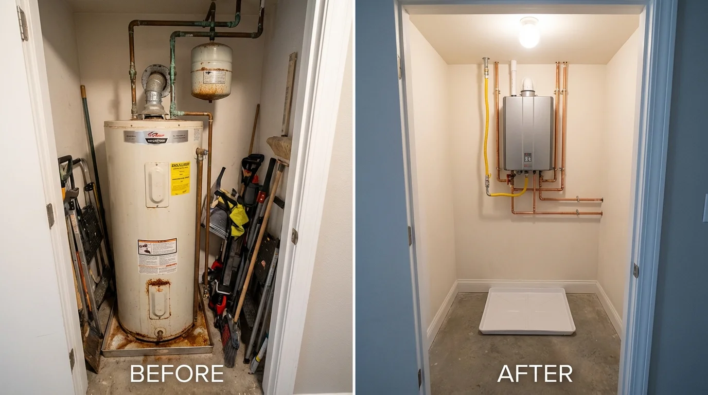 Tank water heater versus wall-mounted tankless unit comparison for Malone, FL homeowners